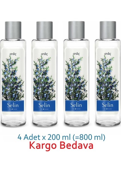 4 Adet Selin Ardıç Kolonya 200 ml Pet Şişe 80 Derece