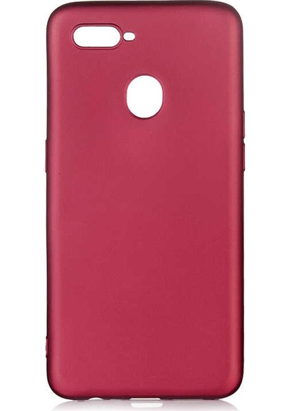 Oppo A12 Kılıf Mat Premium Silikon Kılıf Bordo + Nano Ekran Koruyucu