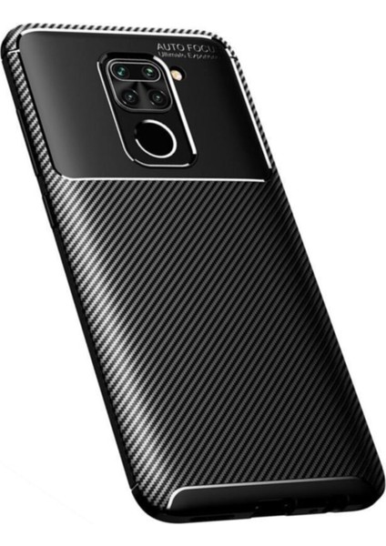 Xiaomi Redmi Note 9 Kılıf Karbon Desenli Lux Negro Silikon Siyah + Tam Kaplayan 5D Cam Ekran Koruyucu