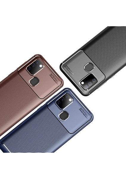Samsung Galaxy A21S Kılıf Karbon Desenli Lux Negro Silikon Kahverengi fiyatları