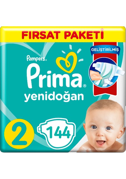 2 Beden Yenidoğan Bebek Bezi Fırsat Paketi (2*72) 144