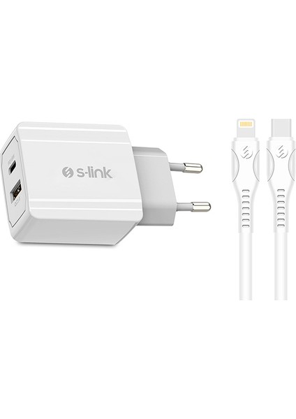 SW-C1110X 1 x USB + 1 x Type-C 18W PD Kablo Hızlı Beyaz Ev Şarj Adaptör