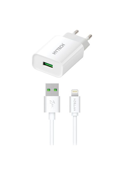 HY-XE14L 1100 mAh Ev Şarj + 2A Lightning USB Kablolu Beyaz Şarj Adaptör Seti