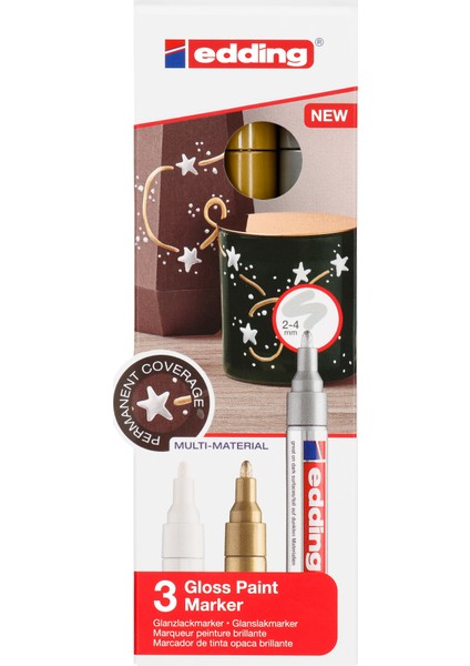 E-751 Boya Dekor. Markörü Kutu Metalik 1-2 mm Keçe Uç 3'lü