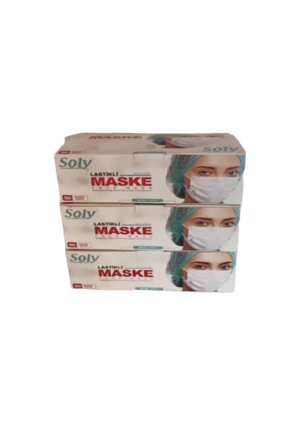 Tek Kullanımlık Üç Katlı Telli Cerrahi Maske 50'li Kutu 3 Adet