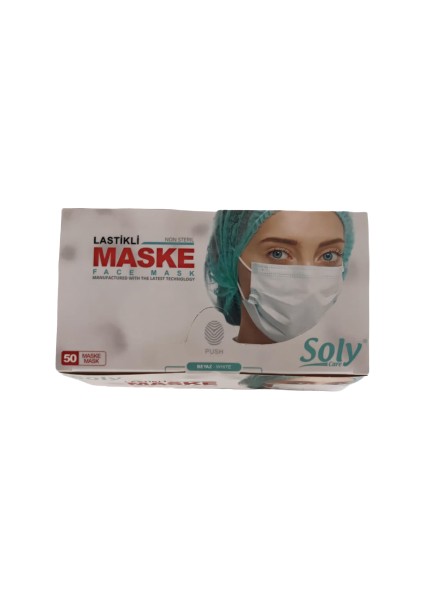 Soly Care Tek Kullanımlık Üç Katlı Telli Cerrahi Maske 50 Adet 4'lü