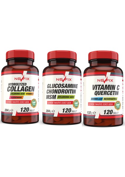 3’lü Set Vitamin C - Collagen Hyaluronic Acid - Glucosamine Chondroitin Msm