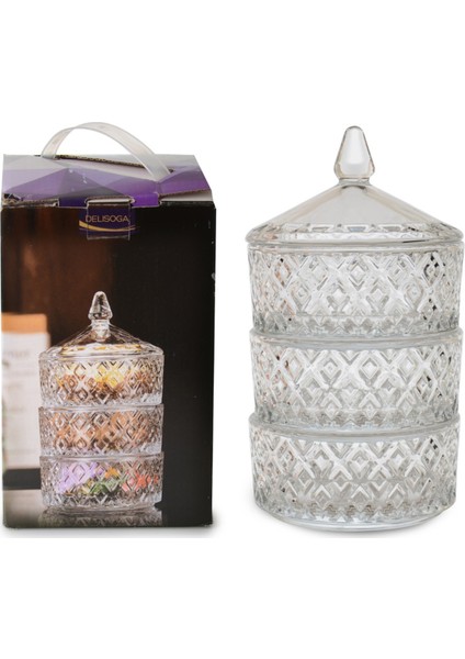 3 Katlı Cam Kurabiyelik fiyatları