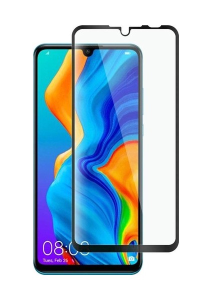 Huawei P30 Lite Tam Kaplayan 9H Fiber Nano Ekran Koruyucu Siyah