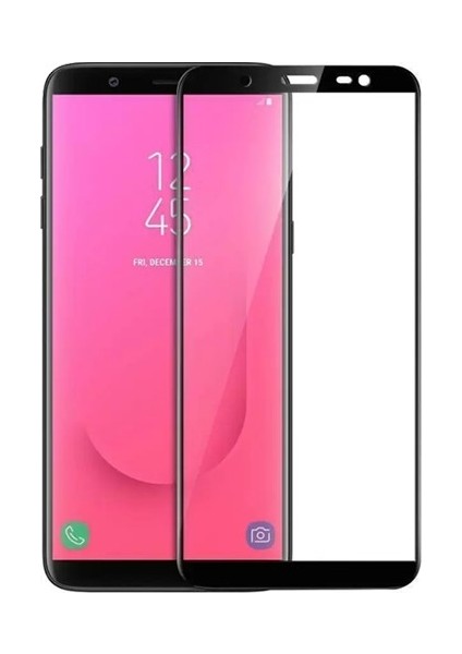 Samsung Galaxy J8 Tam Kaplayan 9H Fiber Nano Ekran Koruyucu Siyah