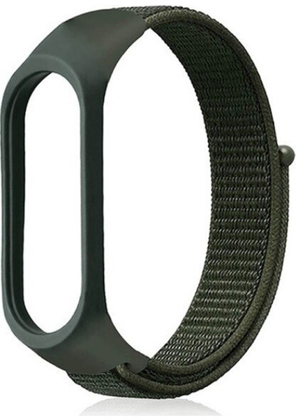 Xiaomi Mi Band 5 Kordon Kumaş CırtCırt Kordon Velcro Koyu Yeşil