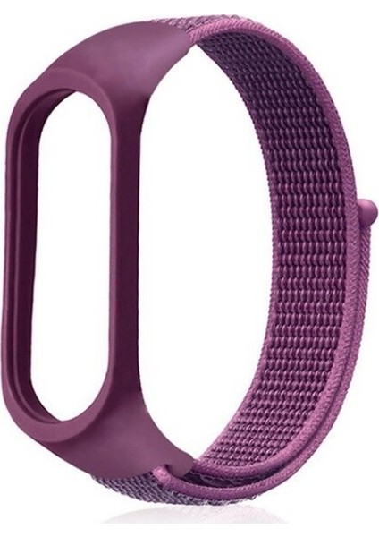 Xiaomi Mi Band 5 Kordon Kumaş CırtCırt Kordon Velcro Mor