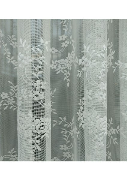 Çiçek Desenli Fransız Dantel Tül Perde 100 x 200 Normal Pile 1/2.5