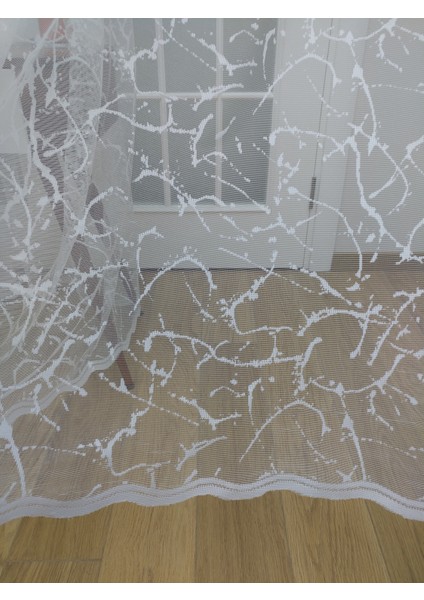 Spor Desen Fransız Dantel Tül Perde 150 x 260 Seyrek Pile 1/2