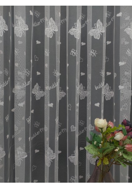 Kelebek Desenli Çocuk Odası Perdesi 100 x 260 Seyrek Pile 1/2 modelleri