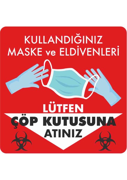 Hijyen - Maske - Tıbbi Atık Sticker - 21020 Renkli 25 x 25 cm