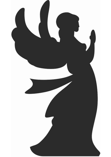 Melek - Angel Sticker - 20614-1 Siyah 8 x 4.5 cm