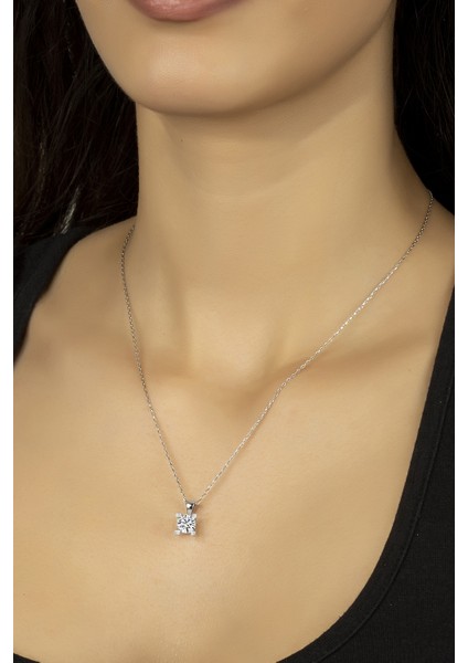 925 Ayar Gümüş Tek Taş Kolye fiyatları
