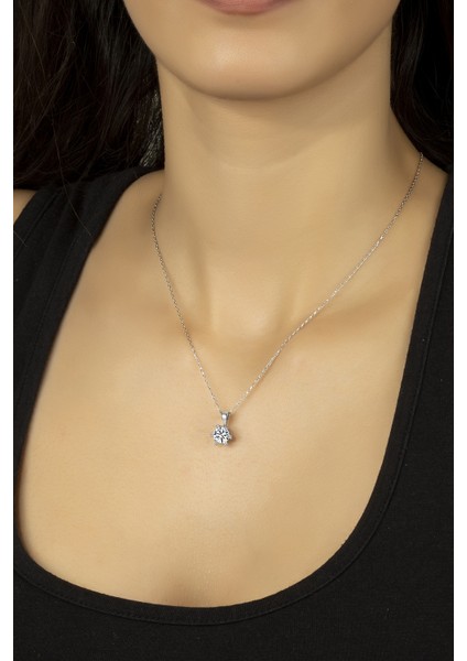 925 Ayar Gümüş Tek Taş Kolye fiyatları