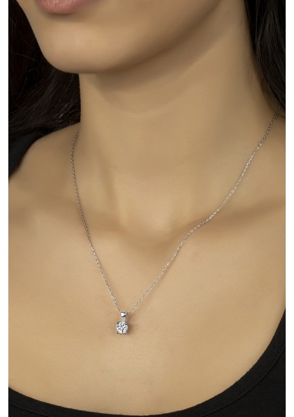 925 Ayar Gümüş Tek Taş Kolye fiyatları