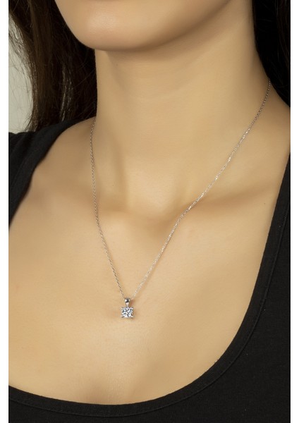 925 Ayar Gümüş Tek Taş Kolye fiyatları