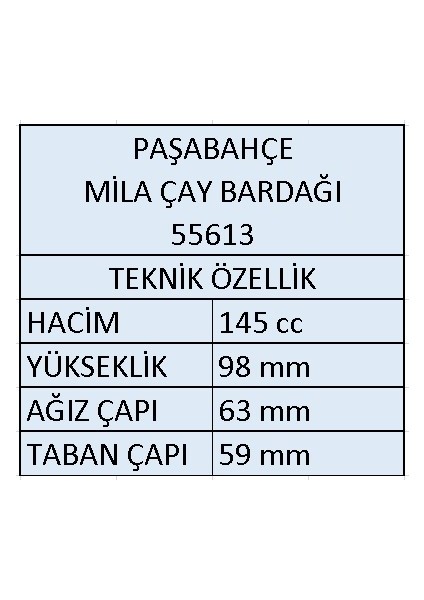 55613 Mila Kulplu Çay Bardağı 145 cc 12 Adet