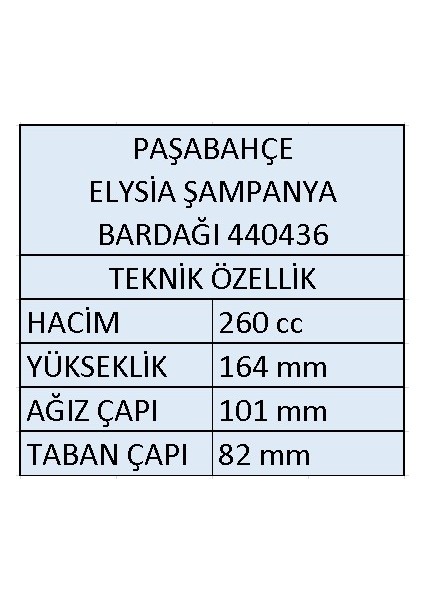 440436 Elysia Şampanya Kadehi 260 cc 6 Adet