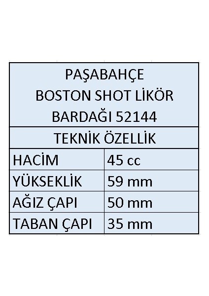52144 Boston Shot Likör Bardağı 45 cc 12 Adet modelleri