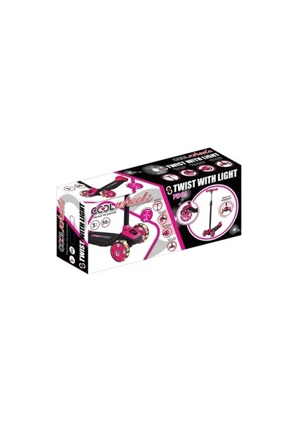 Cool Wheels 3 Tekerlekli Jant ve Tekerlekleri Işıklı Twist Pembe Scooter