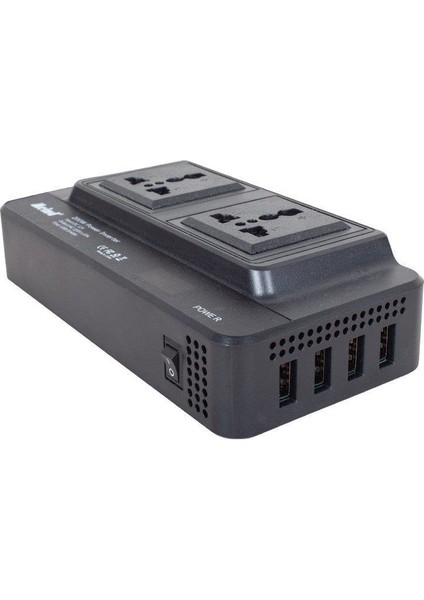 200 W DC12V AC220V Çakmak Kablolu Inverter X4USB Çıkışlı