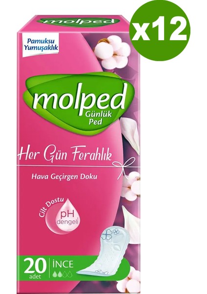 Günlük Parfümsüz Ped Her Gün Ferahlık 20'li x 12 Adet