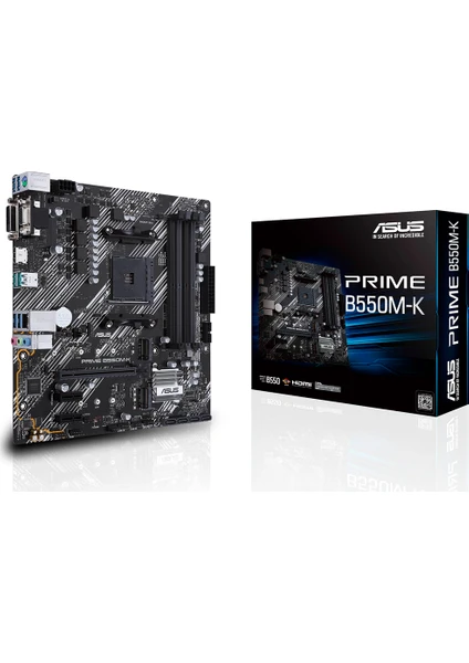 ASUS PRIME B550M-K AMD B550 AM4 DDR4 4400 HDMI DVI VGA Çift M2 USB3.2 mATX (PRIME B550M-K) Anakart