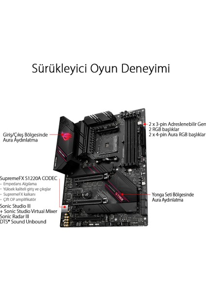 ROG Strix B550-E Gaming Amd B550 DDR4 5100 MHz (OC) Am4 AX Wifi + Bt Atx Anakart