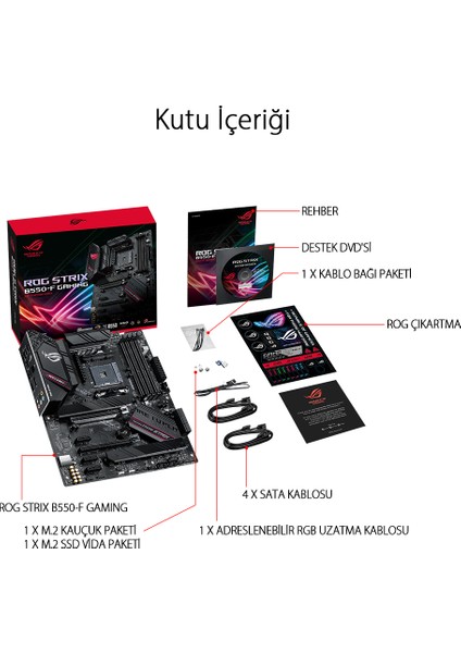 Rog Strıx B550-F Gamıng Amd B550 Am4 DDR4 4400 Dp Hdmı Çift M2 Usb3.2 Argb 2.5Gbit Lan Atx (Rog Strıx B550-F Gamıng) Anakart