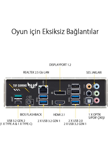Tuf Gamıng B550-Plus Amd B550 Am4 DDR4 4400 Dp Hdmı Çift M2 Usb3.2 Argb 2.5Gbit Lan Atx (Tuf Gamıng B550-Plus) Anakart