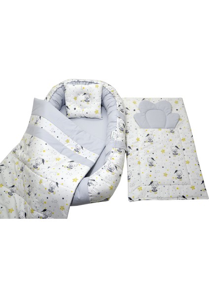 Berababy Babynest Alt Açma Minderli Gri Ayıcık Model Bebek Yuvası 4 Parça Set