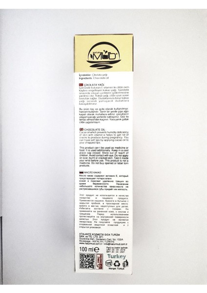 Çikolata Bakım Yağı Naturmud 100 ml Sprey Başlıklı