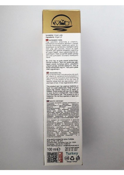 Avokado Bakım Yağı Naturmud 100 ml Sprey Başlıklı