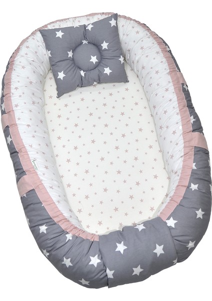 Berababy Babynest Gri ve Pudra Kombin Bebek Yuvası