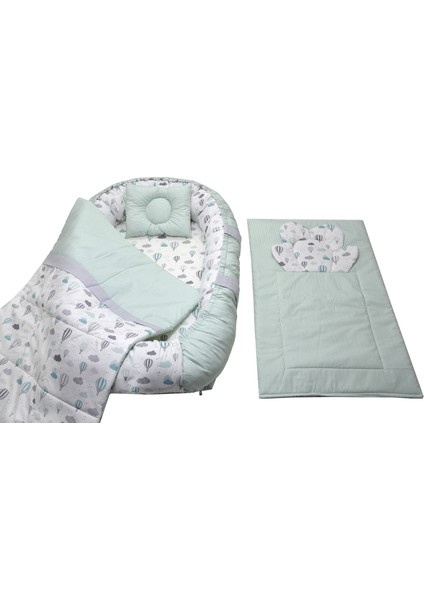 Berababy Babynest Alt Açma Minderli Uçan Balon Model Tasarım Bebek Yuvası 4 Parça Set
