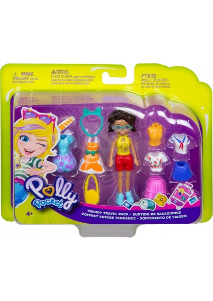 Polly Pocket Seyahatte Oyun Seti, 5 Adet Seyahat Temalı Kıyafet ve Aksesuar İçerir, 7.5Cm Bebek Gft92