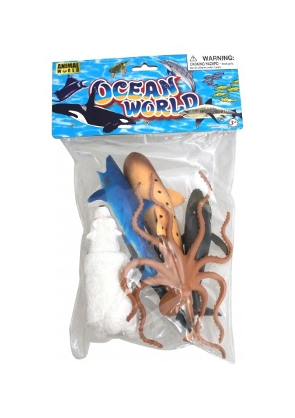 Animal World 6 parça 8 inch Okyanus Hayvanları Oyun Seti - Poşette