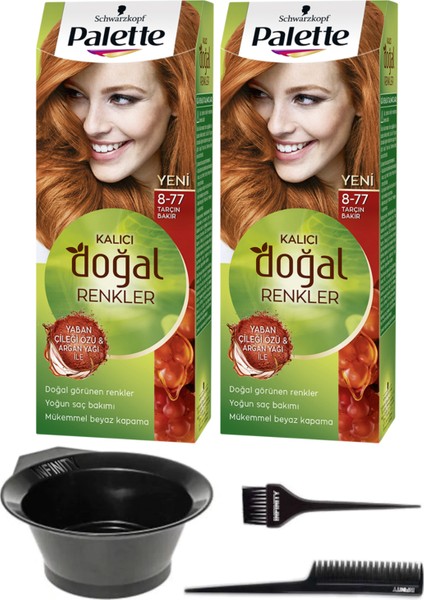 Palette Naturel Saç Boyası 2'li 8-77 Tarçın Bakır + Saç Boyama Seti