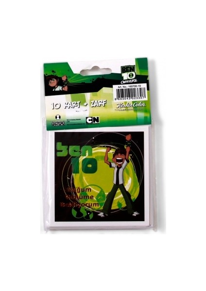 Ben10 Doğum Günü Kart+Zarf 10 Lu