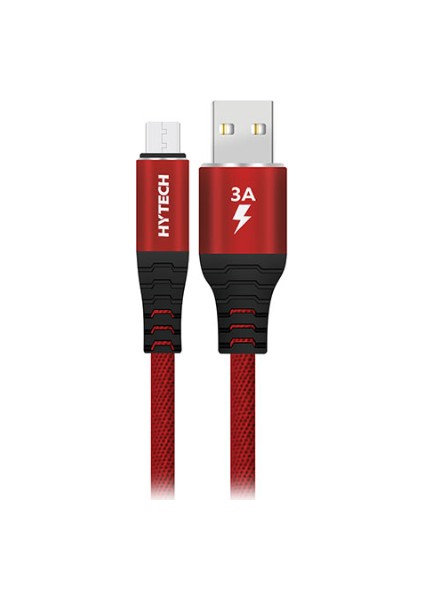 HY-X210 3A Micro USB 1 mt Kırmızı Data + Şarj Kablosu