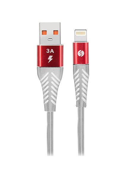 SW-C665 1.2 mt 3A Lightning Kırmızı/Beyaz Şarj Kablosu