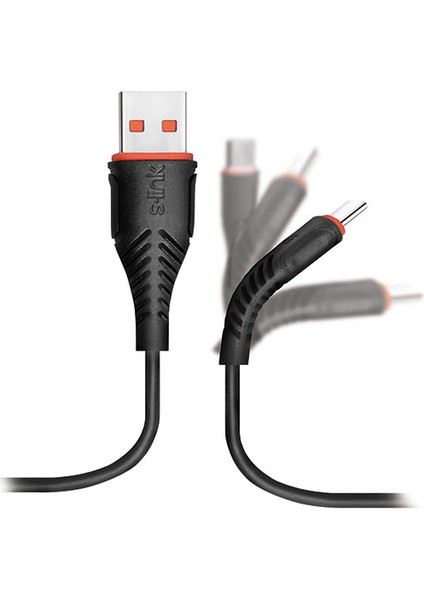 S-link Swapp SW-C595 1.2 mt 3A Micro USB Siyah Şarj Kablosu