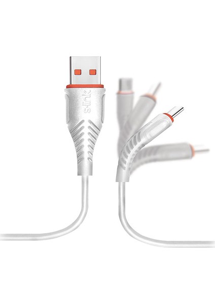 S-link Swapp SW-C595 1.2 mt 3A Micro USB Beyaz Şarj Kablosu