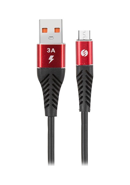 SW-C565 1.2 mt 3A Micro USB Kırmızı/Siyah Şarj Kablosu