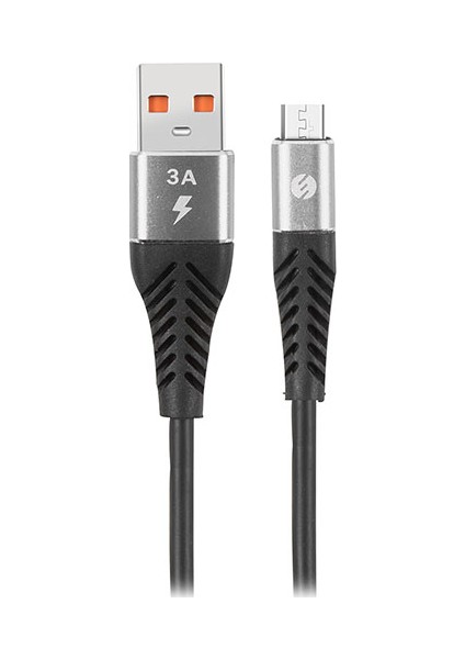 SW-C565 1.2 mt 3A Micro USB Gri/Siyah Şarj Kablosu